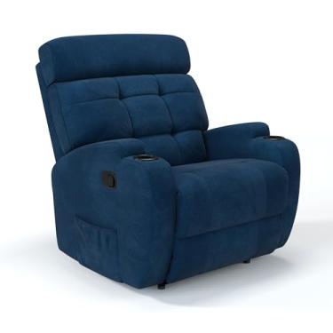 Imagem de Poltrona do Papai Reclinável Manual em Tecido Bouclé com Massageador (Azul Dennin)