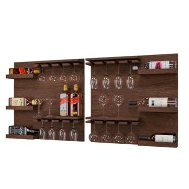 Imagem de 2 Adegas Vinho Barzinho Grande Decoração Mdf Bebidas(Imbuia)