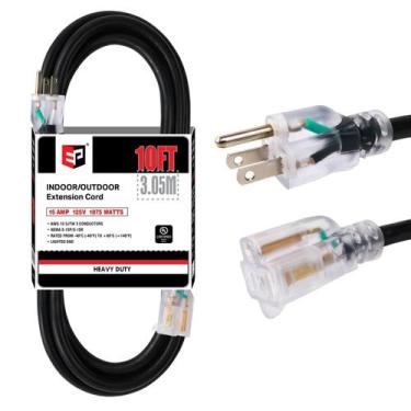 Imagem de Cabo de extensão EP 10 pés iluminado ao ar livre 10/3 SJTW 15A 125V