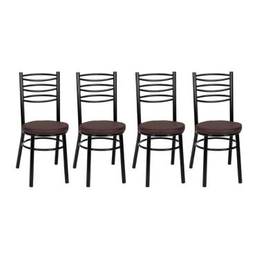 Imagem de Kit 4 Cadeiras Cp34 Pintadas Pretas Debrum Treparoni Preto Com Marrom