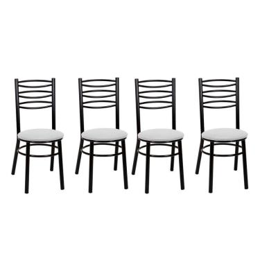 Imagem de Kit 4 Cadeiras Cp33 Pintadas Pretas Treparoni Preto Com Branco