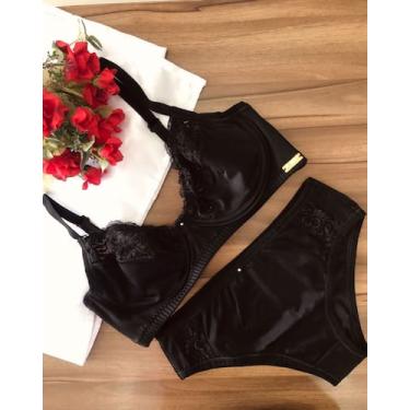 Imagem de Conjunto sem bojo com aro cor preta - HS Lingerie, GG
