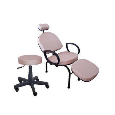Imagem de Kit Conforty Maquiagem Cadeira e Mocho - For-ty, ROSÊ