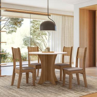 Imagem de Conjunto Sala de jantar Yara 0,90 com 04 Cadeiras Cedro 06C
