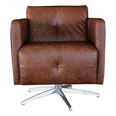 Imagem de Poltrona Giratória para Sala de Estar Astana Couro Tabaco - Gran Belo