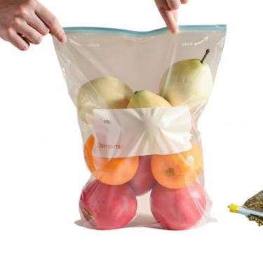 Imagem de Saco Plástico Zip Lock Reutilizável, Transparente, 26x32 cm, Hermético, Para Alimentos e Freezer, 10 Peças
