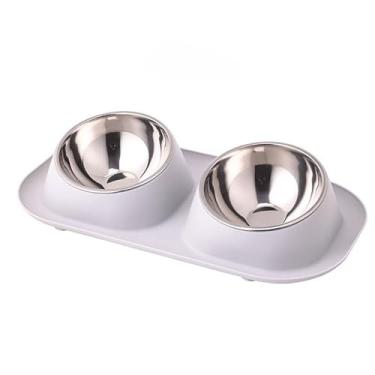 Imagem de Comedouro Bebedouro 2 em 1 Tigela Aço Inox Removível Cachorro Gato Petantiderrapante(Cinza)