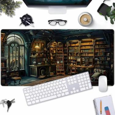 Imagem de Tapete de mesa gótico escuro para jogos, tapete de mouse grande, estante de fantasia do mágico, tapete de mouse gótico 2GG, teclado para laptop, teclado e mouse tapete protetor de mesa 31,5 x 39,9 cm