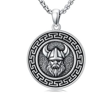 Imagem de Lattd Colar Viking Odin Prata Esterlina 925 Pingente Nórdico Odin Joias Viking para Homens, com Corrente de Aço Inoxidável 56 cm + 5 cm