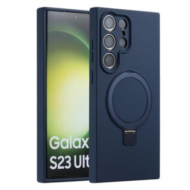 Imagem de Capa de silicone líquido com suporte magnético de metal para Samsung Galaxy S23 Ultra S23 Plus S23 Skin Feel Capa de carga sem fio, T8, para Samsung S23Ultra