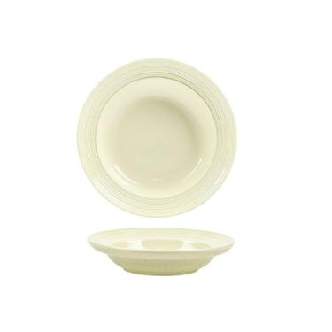 Imagem de Pratos escovados de cerâmica simples de cor sólida para casa leite branco personalidade - prato de 20 cm de profundidade