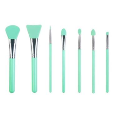 Imagem de Kit aplicador de pincel de silicone de 7 peças para artesanato em resina UV epóxi e produtos de maquiagem em creme (verde menta)