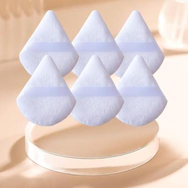 Imagem de Conjunto de 6 peças de pó de triângulo macio, puffs de pó para rosto, esponjas de maquiagem para base, adequado para ferramentas de maquiagem cosmética líquida e creme (branca)