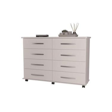 Imagem de Comoda Jade BRANCA com 8 Gavetas com corrediças metálicas telescópias 