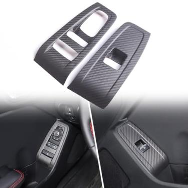 Imagem de Capa de painel de botão de elevação de janela de carro interior de fibra de carbono genuína acessórios compatíveis com Subaru BRZ/Toyota 86 (preto fosco)