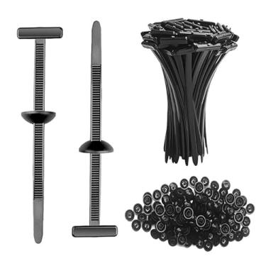 Imagem de Fivela universal de nylon com 100 peças, rebite em T para serviço pesado, fivela multifuncional para reparo diário de carro, casa, escritório, jardim, oficina, preto