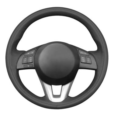 Imagem de MEWANT Capa de volante de carro costurada à mão estilo 3D para Mazda 3 2014-2016 Mazda 6 2014-2016 Mazda 2 2015-2017 CX-3 2016-2017 CX-5 2013-2016 para Mazda