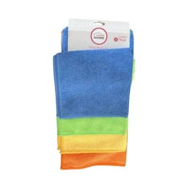 Imagem de Conjunto 4 Panos Microfibra Azul Verde Amarelo e Laranja - Casual Home