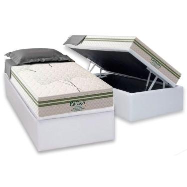 Imagem de Conjunto Box Baú Solteiro: Colchão Molas Paropas Ensacadas Coliseu + Base Crc Suede White (88x188)