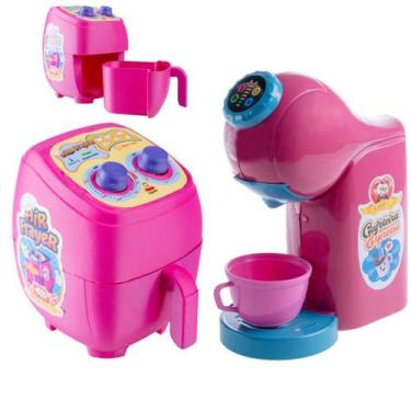 Imagem de Kit com Airfryer e Cafeteira Brinquedo Faz de Contas Cozinha Comidinha