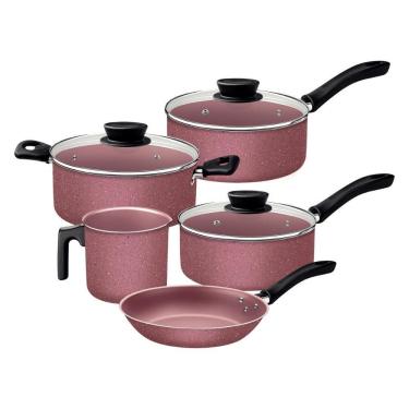 Imagem de Jogo De Panelas 5 Peças Linz Cores Antiaderente Tramontina Rosa