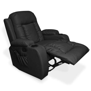 Imagem de Poltrona Do Papai Com Massagem E Aquecimento Reclinável Austin Balanço Giratória Pu Preto G31