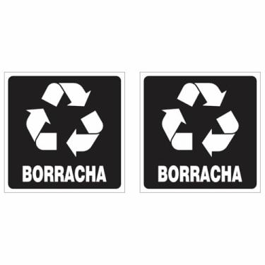 Imagem de Adesivo Coleta Seletiva Identificação de Lixeiras Kit 12x12cm - Plástico, Papel, Metal, Orgânico, Vidro, Borracha, Reciclável (Borracha - Preto)