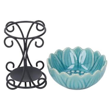 Imagem de Aquecedor de cera Tealight Queimador de óleo Base de ferro elegante Suporte de óleo essencial Derretedor de cera de aromaterapia Suporte de vela leve para chá para decoração de