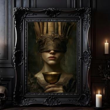 Imagem de Rainha da Literatura Arte de Parede Mulheres Misteriosas Pintura Gótica Vitoriana Biblioteca Imagens Dark Academia Impressões Góticas Mulher Poster Vintage Moody Pictures Arte Renascentista Sala de