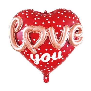 Imagem de Balão Metalizado De Coração Love You 24 Polegadas Com Canudo