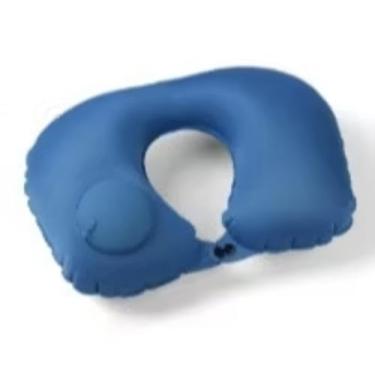 Imagem de Travesseiro De Viagem Avião Inflável Leve Portátil Pescoço Automática Inflável Cervical (AZUL)