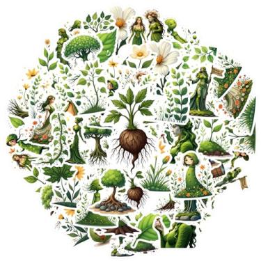 Imagem de 35 peças natureza, plantas, vegetação, ecológica, floresta, animal, adesivos, professor, recompensa, material escolar, material escolar para notebook, bagagem, celular, copo, guitarra, laptop