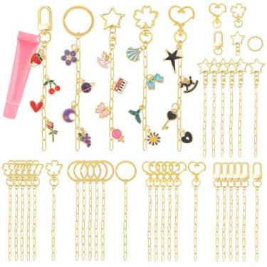 Imagem de Ecoofor Conjunto de 50 conjuntos de chaveiros, 5 clipes de metal para chaveiro com ganchos giratórios, fechos de lagosta, chaveiros e extensores para artesanato DIY, joias, bolsas, chaveiros e