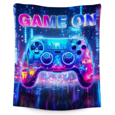 Imagem de Eccustomized Presentes de cobertor infantil - 101,6 cm x 127 cm Cobertores para adolescentes - Mantas aconchegantes de jogos para sofá, escritório