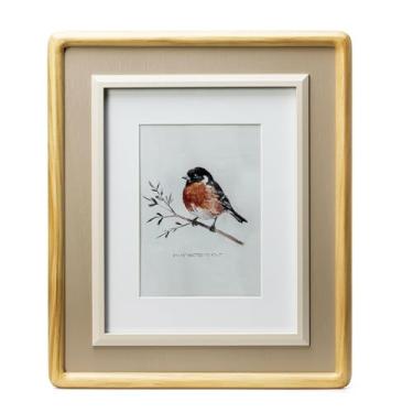 Imagem de ibalux Moldura natural de 20 x 25 cm, acabamento cinza e bege, madeira de pinho com vidro verdadeiro, fosco para 12 x 17 cm, vertical e horizontal para pendurar na mesa ou na parede