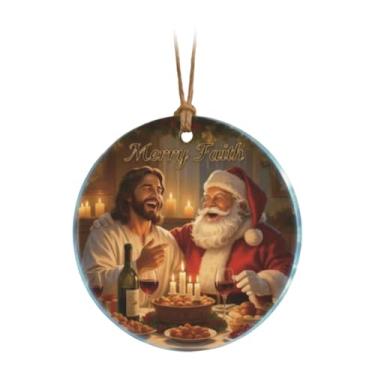 Imagem de MotiveTech Enfeite de Natal "Merry Faith" - Acessório para Fotos - Pingente de um Lado - Decoração de Árvore de Natal para Festas - Compre na Loja