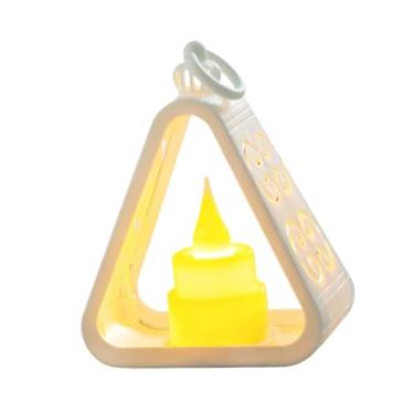 Imagem de Ioensy Luminária de cabeceira criativa, triangular, pequena, com luz branca quente e suave, ideal para armários, estantes, escritórios e ambientes internos, Branco