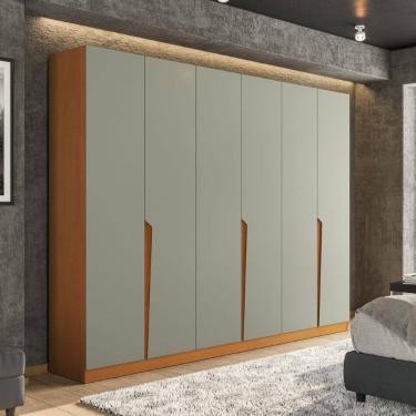 Imagem de Guarda Roupa Roupeiro 6 Portas 4 Gavetas Porto Freijó Verde Politorno Móveis