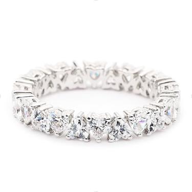 Imagem de STORYJEWELLERY Anéis Eternity para mulheres, alianças de casamento para mulheres, anéis empilháveis de prata, anel de coração, anel de viagem de zircônia cúbica, presentes para ela, 6, Banhado a latão