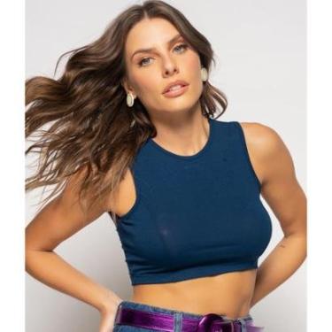 Imagem de Cropped Salvatore Fashion Regata Recorte Malha Feminino-Feminino