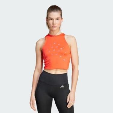Imagem de Regata Cropped Estampada Logo Treino Brand - Adidas IM5035 Cor:;Tamanho:GG;Gênero:Mulher-Feminino