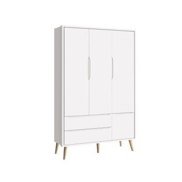 Imagem de Guarda-roupa Retrô 3 Portas Théo New Branco Fosco Com Natural - Reller