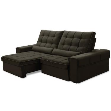 Imagem de Sofá Retrátil Reclinável Para Sala 3 Lugares 210cm Nebrasca F04 Veludo Marrom Escuro - Lyam Decor