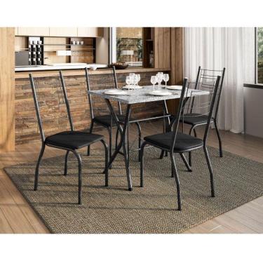 Imagem de Mesa De Jantar Ambiente Bruna 100x60 Cm Com Granito Ocre Itabira Com 4 Cadeiras 063 Preto – Artefamol