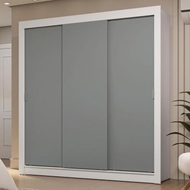 Imagem de Guarda-Roupa Casal 3 Portas Correr Branco/Cinza