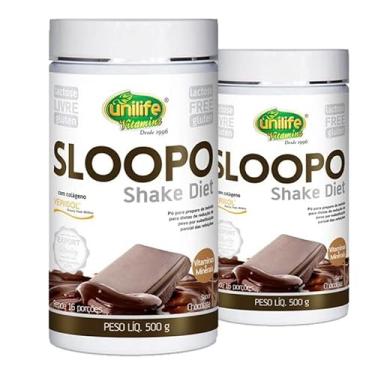 Imagem de Kit 2 Sloopo Shake Diet com colageno 400g Sabor Chocolate Unilife