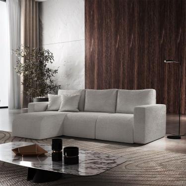 Imagem de Sofá Living 70cm + 70cm Com Chaise Esquerdo Meu Sofá Online B026 Veludo Prata