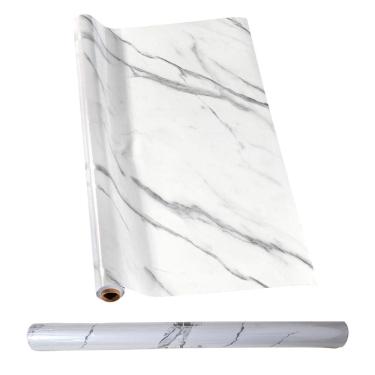 Imagem de Papel de Parede Autocolante Adesivo Flexivel Marmore Falso Obra Construçao Reforma Envelopamento Banheiro Cozinha Moveis
