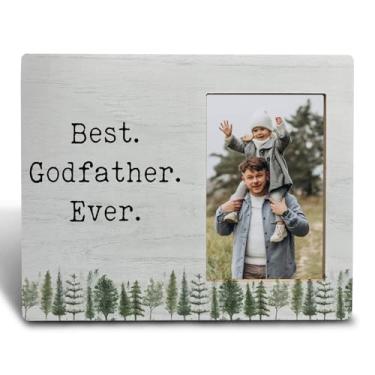 Imagem de FHUGX Porta-retrato de madeira Best Godfather Ever: 10 x 15 cm, porta-retrato de melhor pai, presente de papai, presente de padrinho da filha e filho, presente de aniversário para pai, papai