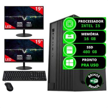 Imagem de Kit Pc Completo Intel I5 16gb Ssd 480gb Combo 2 Monitores